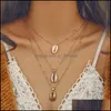 Pendant Necklaces Three Layers Of Shell Necklace Natural Gold Chian Women Friend Designer Bohemian Jewelryz Drop Delivery Jewelry Pen Dhlnp