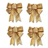 Promozione decorazioni natalizie! 4 pz 25x18 cm Decorazione Ornamento Appeso Nodo Bowknot Farfalla Decoro Albero (Oro)