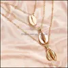 Pendant Necklaces Three Layers Of Shell Necklace Natural Gold Chian Women Friend Designer Bohemian Jewelryz Drop Delivery Jewelry Pen Dhlnp