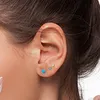 Kolczyki stadninowe 925 Sterling Srebrny okrągły niebieski turkus dla kobiet Tiny Retro Ear Studs przebijanie Ohrringe Luksusowy Fine JewelStud Dale22