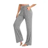 Ropa de dormir para mujer Sleep Bottom Mujeres Algodón Pantalón largo Pijamas para el hogar Slip suave Pantalones de verano Cordón Tamaño grande Sexy Color sólido Casual