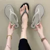 Zapatillas exclusivas chanclas con diamantes de imitación para mujer, sandalias con diamantes de colores brillantes, fondo plano, clásico, verano femenino