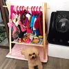 Hondenkleding eenvoudige vaste houten huisdiergarderobe dubbele opbergracks voor kleding speelgoed emmers honden en kittens kledingaccessoires