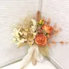 Flores de casamento Sesthfar Vintage Bouquet Orange Eucalyptus peony FAUX Fall Artificial Bridal