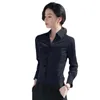 レディースブラウス韓国のプロのホワイトビジネスシャツ女性用スプリングスタンドカラーエレガントなフォーマルなスーツ作業服