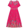 Casual klänningar sommar kvinnor sundress vintage o-hals lång maxi klänning kvinnlig pintad strand boho för kvinnors