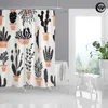 Cortinas de chuveiro Creative Banheiro Rapetes de cortina de banho tapa 3d desenho animado fofo pote de cacto de cacto de cacto de água 4pc 4pc Capa de tapete capacho