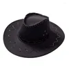 Berets Wide Bim Western Cowboyhut mit winddichtem Seil Eltern-Kind Cowgirl Jazz Top All-Match für Halloween Weihnachten