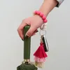 Keychains Colorful Silicone Beads Keychain For Women Multilayer Tassel Bracelet Keyring Jewelry Accessories
