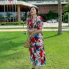 Vestidos de festa Mulheres vestido floral longo verão 2023 pista vintage elegante manga soprada boho coreana mar de férias na praia