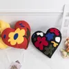 Pillow INS Heart Creative Flower Embroidered 3D Floral Flocked Sofa Bed Chair Decor With Core Yellow Red