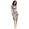 Ethnic Clothing Summer Women's Cheongsam Modified Chinese Style Printed Girl's Daily Sexy Slim Medium Length Dress Evening