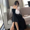 Casual jurken Puff Sleeve jurk Lange Vintage Vrouw Evening Sexy Elegant Party Square Neck Koreaans 2023 Kleding Zwart