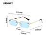 Lunettes de soleil sans monture Rectangle coloré personnalisé Hip-hop homme femme lunettes à la mode marque Designer UV400 nuances