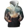 Men's Hoodies S 3d Fire Men Casual Loose Forest Harajuku Long Sleeve Customize Plus Size S-5XL