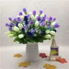 Decorative Flowers 15-Heads Tulip Artificial Flower Silk Lavender Tulips Bouquet Fake For Wedding Decoration Home Garden Decor