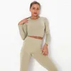 Active Sets Women Seamless Yoga Set Gym Clothing Fitness Leggings Cropped Shirts Sport Suit Long Sleeve Tracksuit Wear