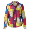 Dames blouses dames niet gelegen print top lange mouw shirt casual revers losse junior shirts