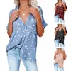 Women's Blouses & Shirts Fashion Short Sleeve Shirt Women Summer Casual Stars Print Button Top Office Wear Blouse Femme Womens Tops And Blou