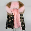 Abrigos de trinchera para mujer 2023 Parka Abrigo de piel real Chaqueta de invierno desmontable Mujeres Cuello de mapache natural Forro grueso cálido