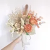 Flores de casamento Sesthfar Vintage Bouquet Orange Eucalyptus peony FAUX Fall Artificial Bridal