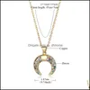 Colliers pendants Collier Crescent Moon Colorf Colorf Cumbic Zirconia Gol