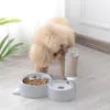 مغذيات Cat Bowls 2 في 1 وعاء موزع المياه التلقائي تخزين أليف الكلب حاوية طعام