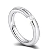 Trouwringen Kolmnsta 4mm roestvrij staal voor vrouwen Girls Gepolijste zilveren Ronde Solitaire CZ Cubic Zirconia Bandring