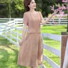 Robes décontractées Été Femmes d'âge moyen O Cou Mode Robe Midi Femme Fleur Imprimé Mère Vestitos Vêtements W201Casual