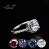 Cluster Rings Inbeaut Classic 925 Silver 2 Ct Excellent Cut Sparkling Pass Diamond Test Red Blue Purple Moissanite Cushion Ring For Teen