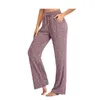 Ropa de dormir para mujer Sleep Bottom Mujeres Algodón Pantalón largo Pijamas para el hogar Slip suave Pantalones de verano Cordón Tamaño grande Sexy Color sólido Casual