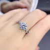 Cluster Rings 3CT Moissanite Engagement for Women 18k Gold Plated Sterling Silver VVS1 Diamond Wedding Promise Anniversary Gift