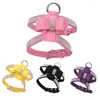 Colliers en cuir pour chiens, laisse pour animaux de compagnie, harnais en plomb pour chiot, sangle de poitrine, strass scintillants, fournitures de nœud papillon