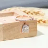 Wedding Rings RongXing Korean Geometric Crystal Dangle Ring Stacking Minimalist Thin For Women Silver Color Rose Gold Zircon