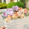 Decorative Flowers & Wreaths 3Pcs Simulation Dahlia Fake Branch For Background Decoration Wedding Hall Flower Arrangements Floral Home Displ