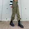 Pantalons Femmes Xingqing Fashion Cargo Femmes Sweat avec poches surdimensionnées Vintage Army Green Pantalon Streetwear Pantalon de survêtement Joggers