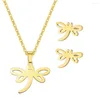 Necklace Earrings Set XY Fancy Women Fashionable Butterfly Ornament Elegant & Graceful Ear Stud Gold Jewelry