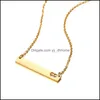 Pendant Necklaces Trendy Stainles Steel 18K Gold Rose Bar Tag Plated Heart Charm Necklace With Chain Couple Jwerly Gift For Womeny D Dhksb