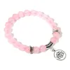 Braccialetti fascino perline bracciale pietra naturale loto fatto a mano Buddha rosa per donne doni di gioielli da uomo