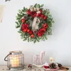 Decorative Flowers & Wreaths Simulation Pomegranate Wreath Artificial Garland Fruit Berries Rattan Ring Silk Cloth Foam Cherry Stamen Weddin