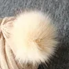 Dekens volwassen wintermerk dop dubbele real fur ball pom pom poms hoed voor dame gebreide schedels dames muts 1-3 jaar oud deken