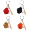 Porte-clés Mini batte de Baseball, pendentif gant, porte-clés en bois, pendentifs pour sac à dos, décoration de clé de voiture, accessoires tendance Fred22