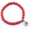 Charmarmband pärlor armband natursten lotus handgjorda buddha rosa för kvinnor män smycken gåvor