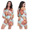 Mulheres de sono feminino feminino floral kimono manto cetim cetim roupão vestido de noiva