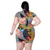 Feestjurken XL-5XL plus maat voor vrouwen kleding mode sexy v nek bloem goud ketting print plooien casual groothandel drop