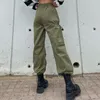 Pantalons Femmes Xingqing Fashion Cargo Femmes Sweat avec poches surdimensionnées Vintage Army Green Pantalon Streetwear Pantalon de survêtement Joggers