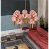 Pendellampor nordiska led glas glanskronor modern restaurang hängande tak rosa ljus lyx vardagsrum ljuskrona belysningspendant