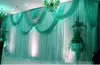 Decoração de festa 3x6m Gelo Casado de seda cortina com cenários de ouro e pano de fundo verde para evento