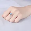 Cluster Ringe 925 Sterling Silber Frau Edlen Schmuck Hohe Qualität Blau Kätzchen Glocke Kristall Zirkonia Ring Größe Einstellbar