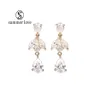 Stud Cubic Zircon Water Drop Dangle Earrings Leaf Designer Sier/Gold Color Wedding Bridal Jewelry for Brides Girls Delivery DH3OU